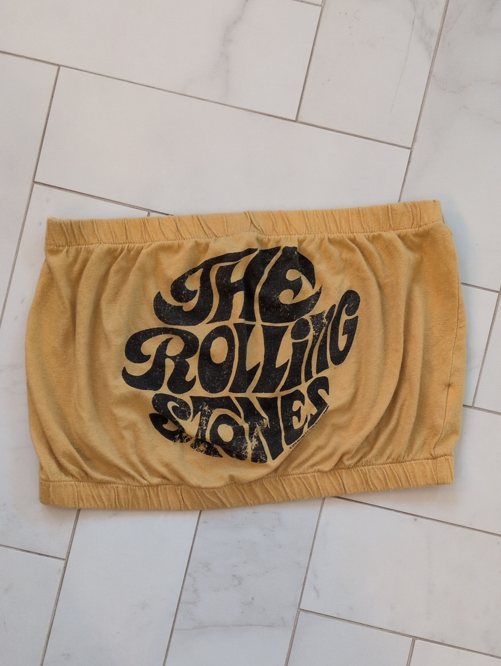 The Rolling Stones Mustard Yellow Tube Top with Black Logo
